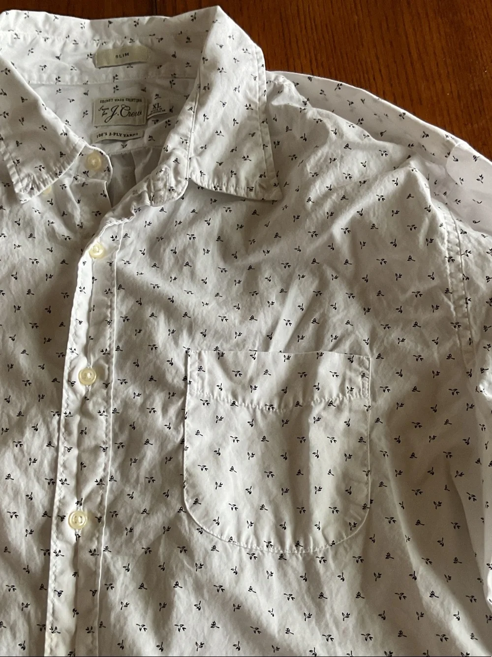 J. Crew Men's White Micro-Anchor Button-Down Shirt